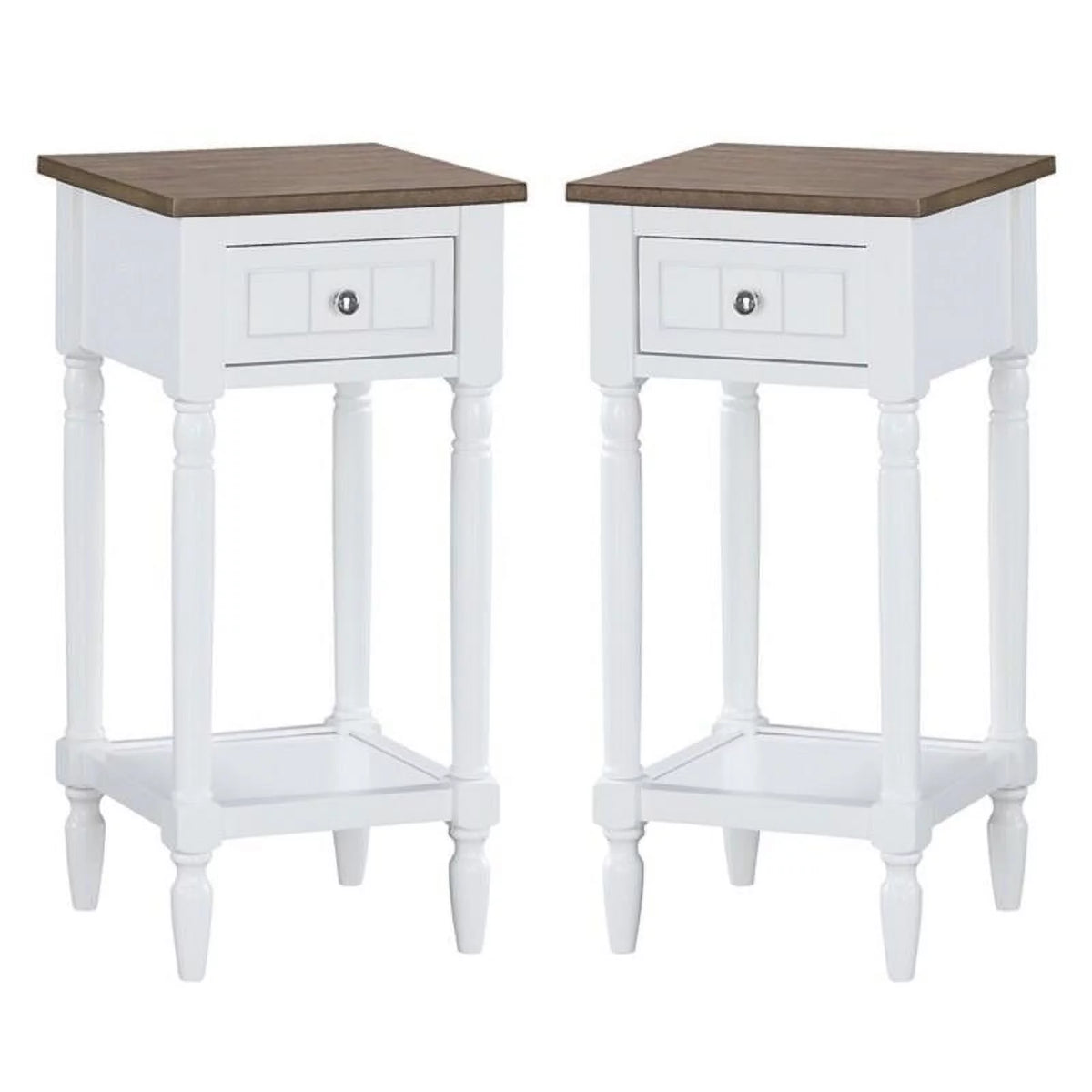 White One-Drawer Wood End Table Set of 2 D8209