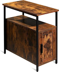 Brown Wooden End Table with Shelf and Storage Cabinet F7838