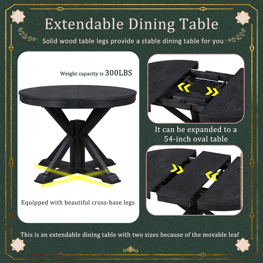 Extendable Dining Table Set with 4 Upholstered Chairs F785763