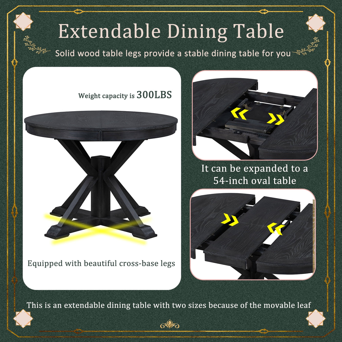 Extendable Dining Table Set with 4 Upholstered Chairs F785763
