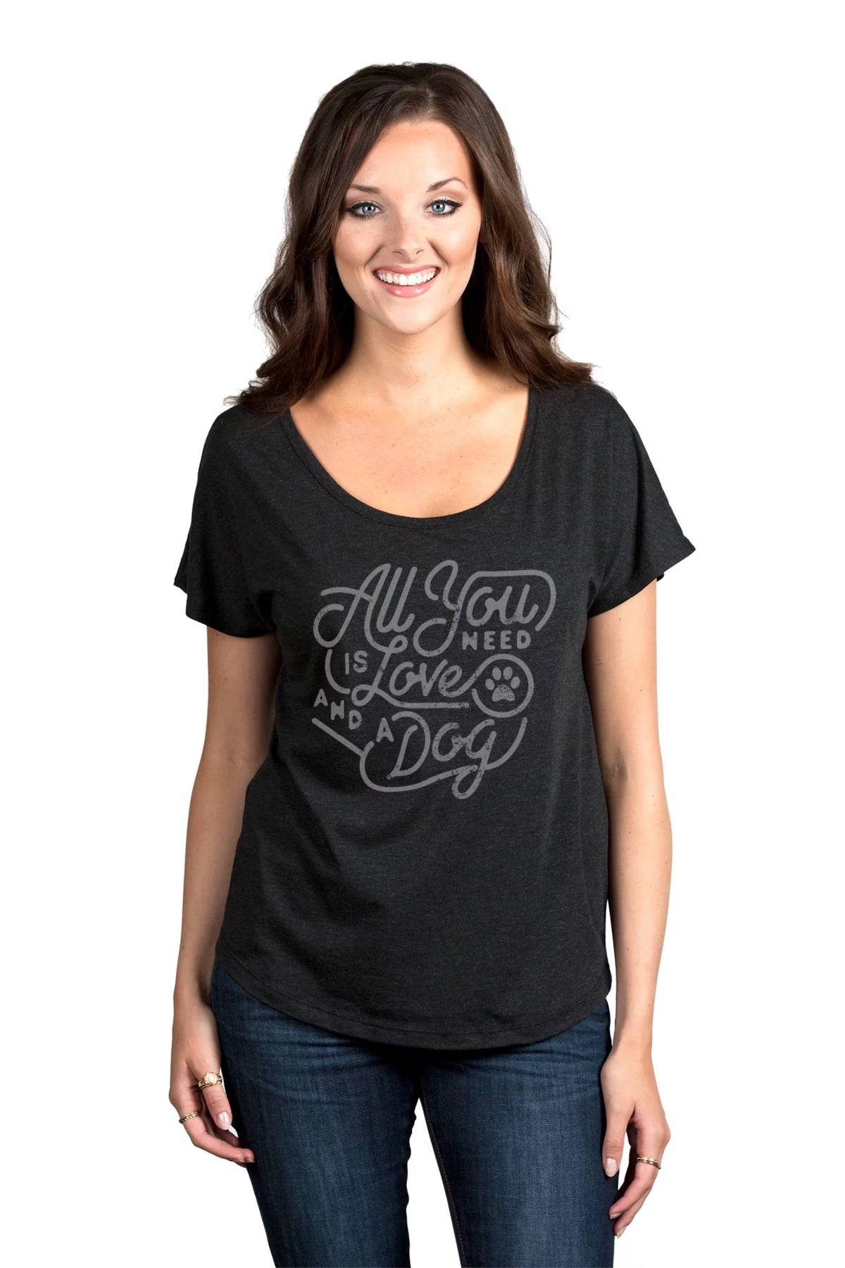 Heather Black Slouchy Dolman T-Shirt Z92524