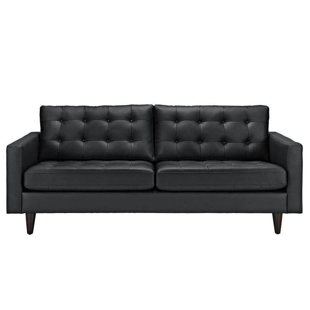 Black Leather Tufted Sofa R6839