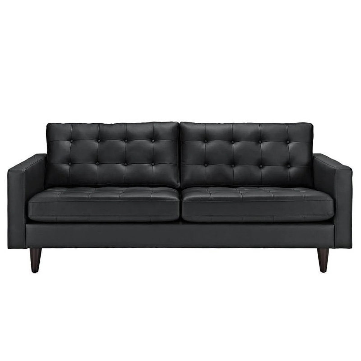 Black Leather Tufted Sofa R6839