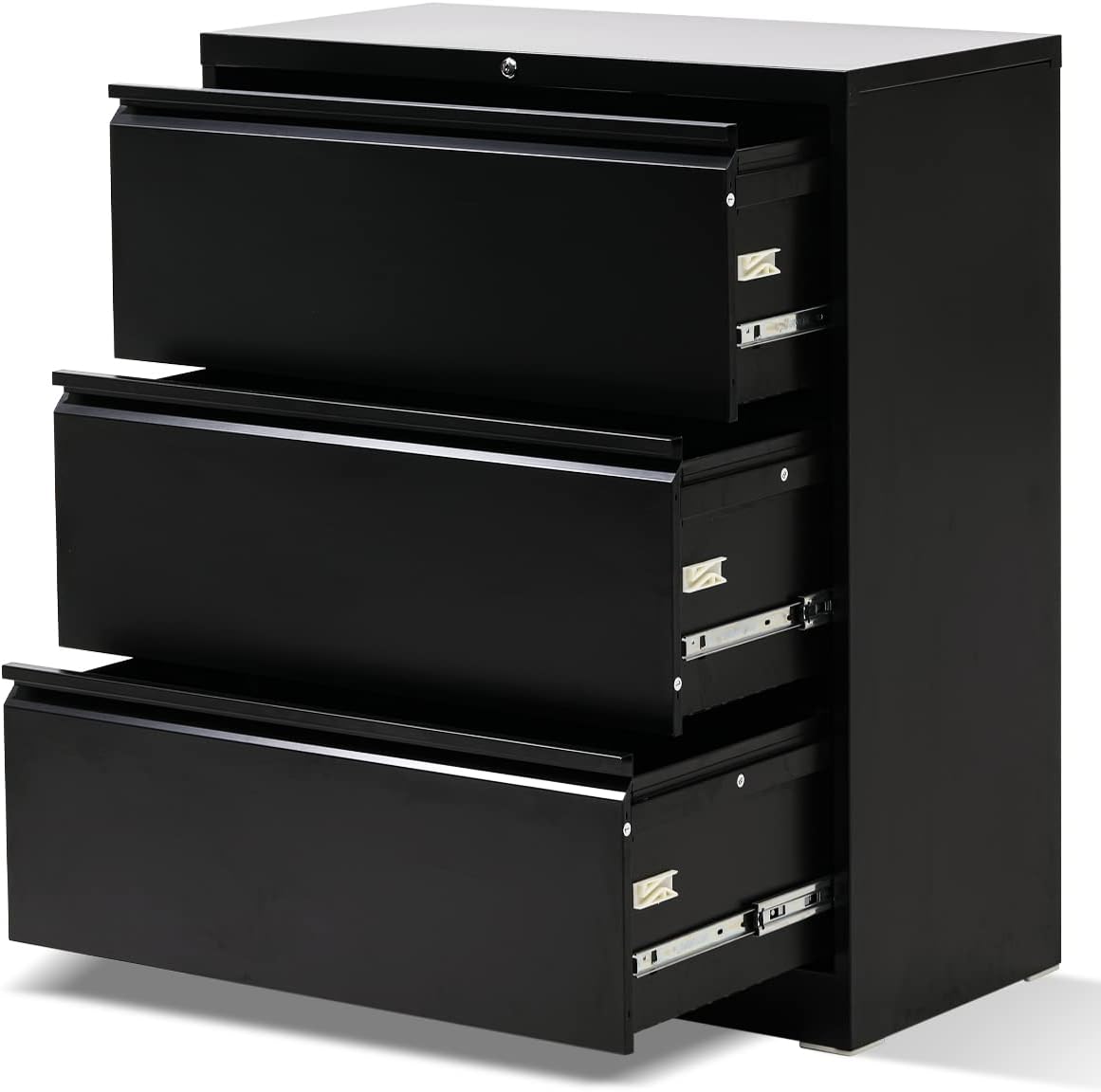 White 3 Drawer Lateral File Cabinet with Lock N373