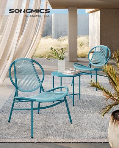 Lake Blue 3 Pieces Patio Furniture Set with Side Table and 2 Chairs E7603