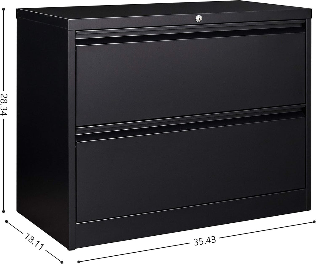 Black 2 Drawer Metal Lateral File Cabinet with Lock N59970