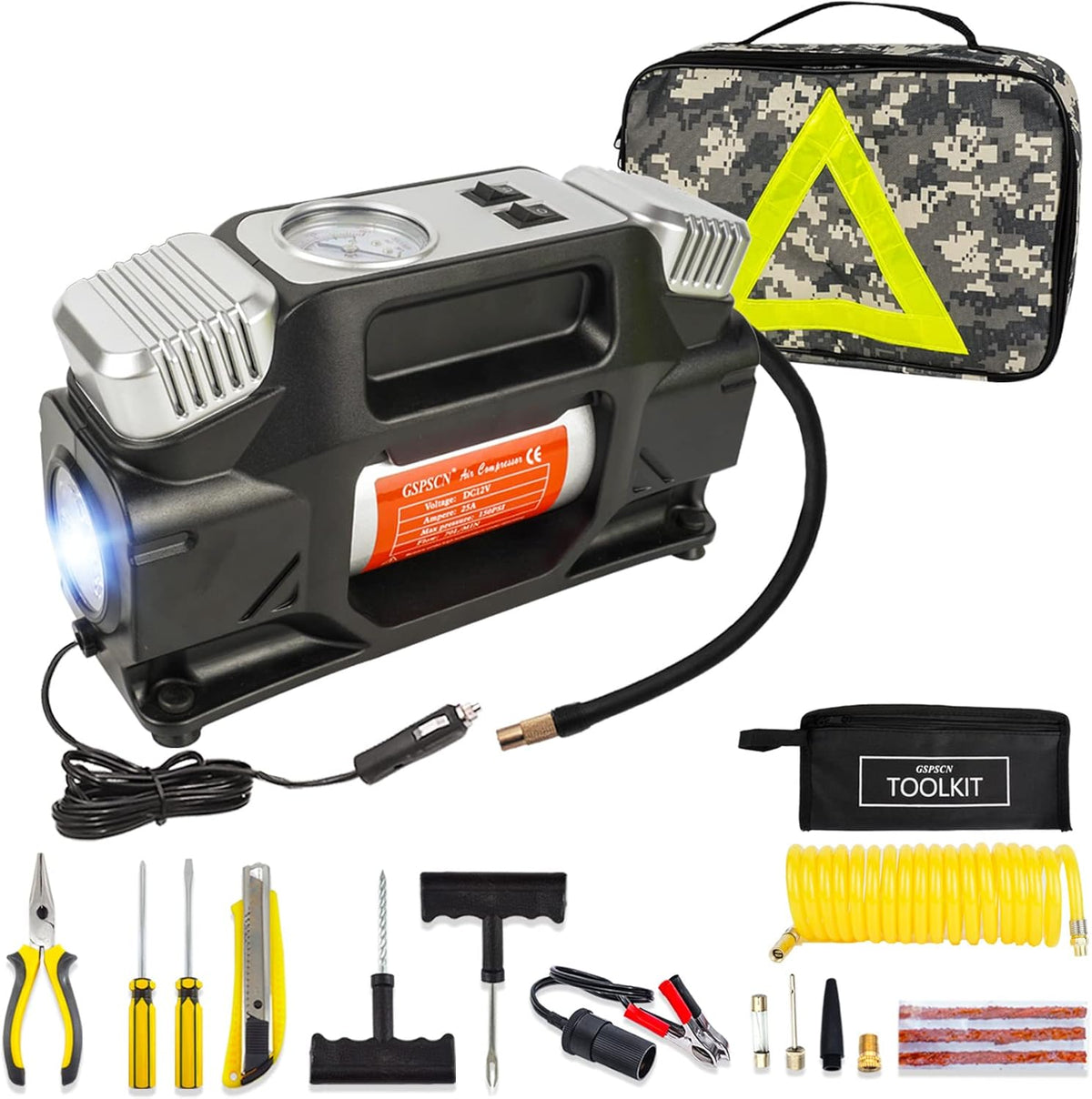 Portable 12V Heavy Duty Metal Tire Inflator 150PSI Air Compressor C879