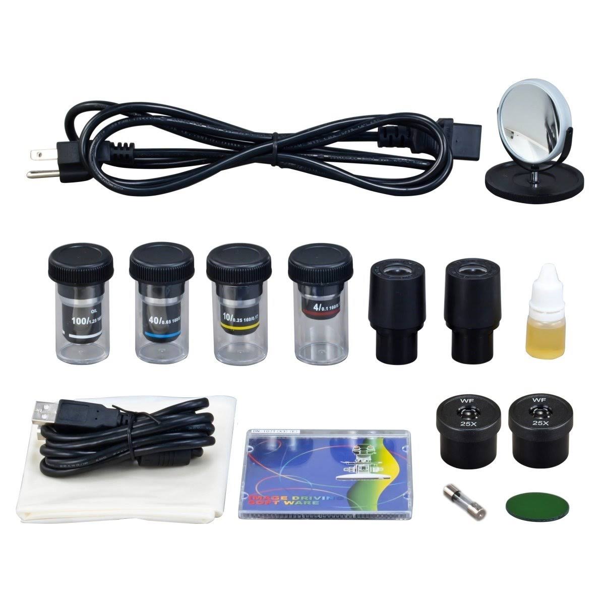 40X-2500X Built-in 3.0MP Digital Camera Binocular Compound LED Microscope T372
