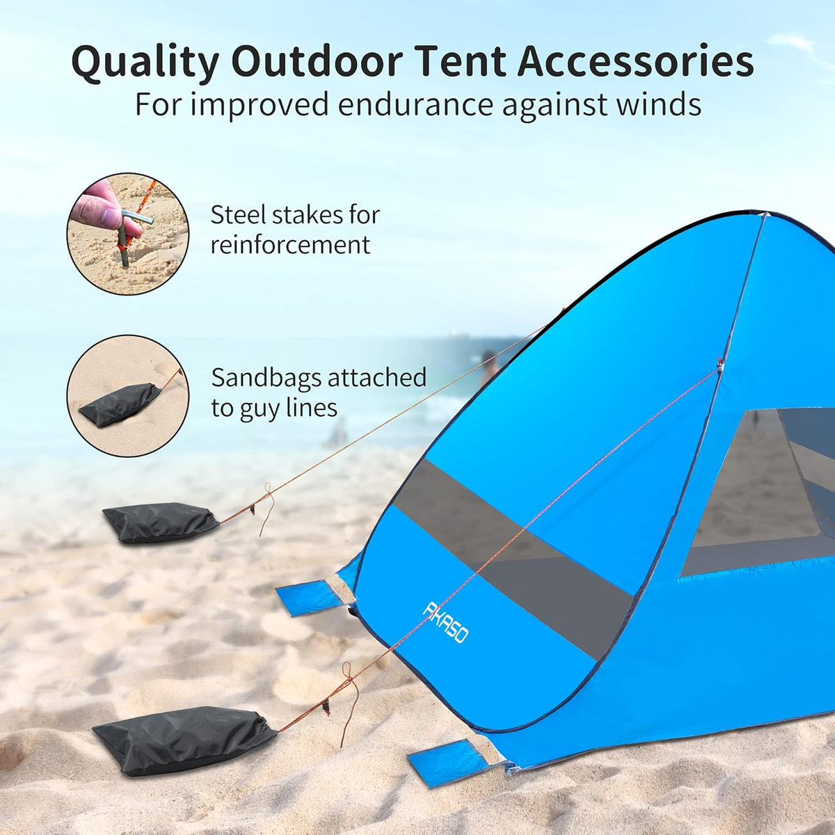 Beach Tent, Anti UV Pop Up Camping Tent with Carry Bag for 4 Person H9908