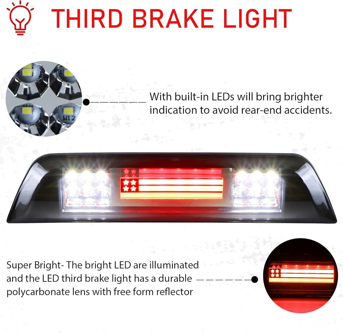 LED 3rd Brake Light High Mount Stop Light Smoke Lens O18960