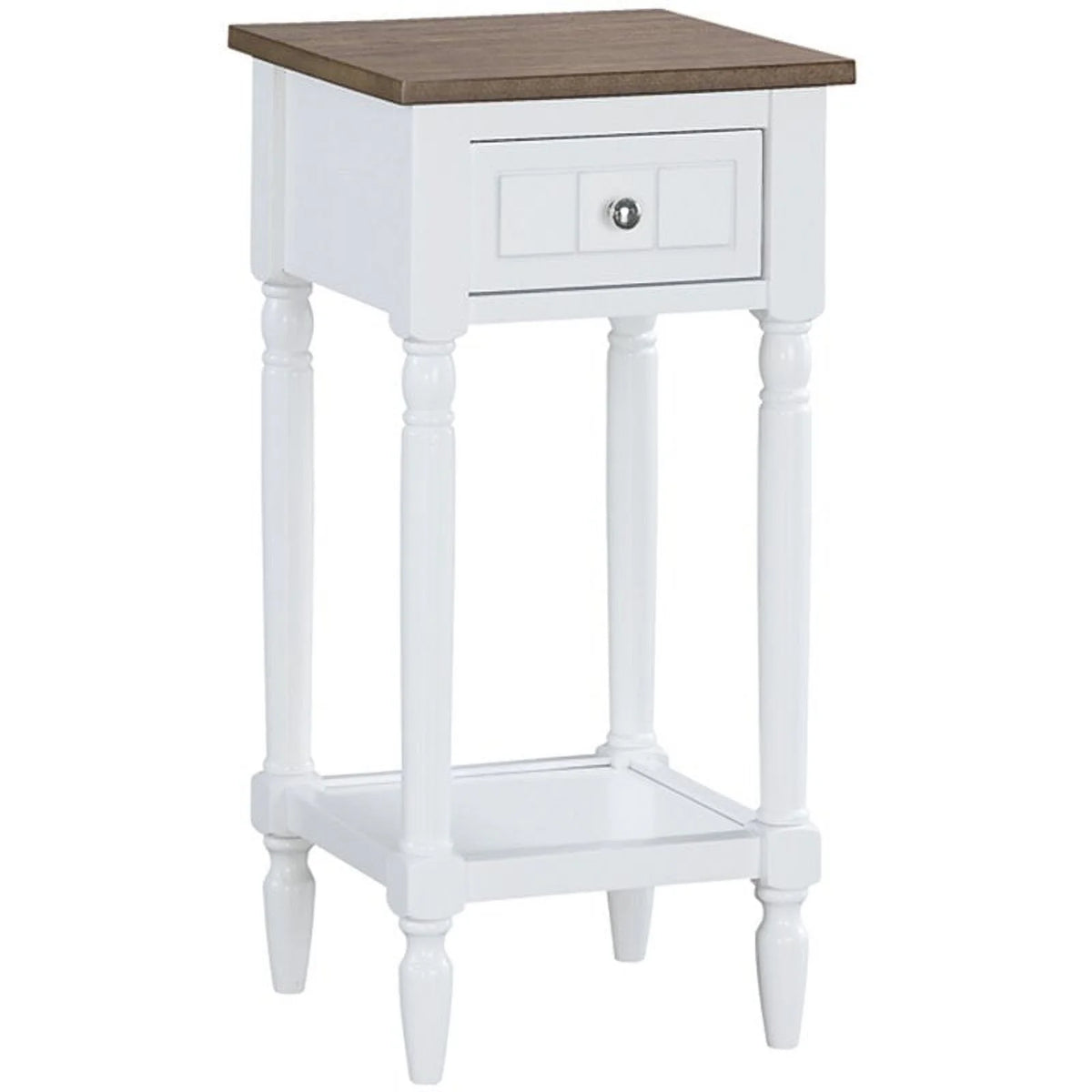 White One-Drawer Wood End Table Set of 2 D8209