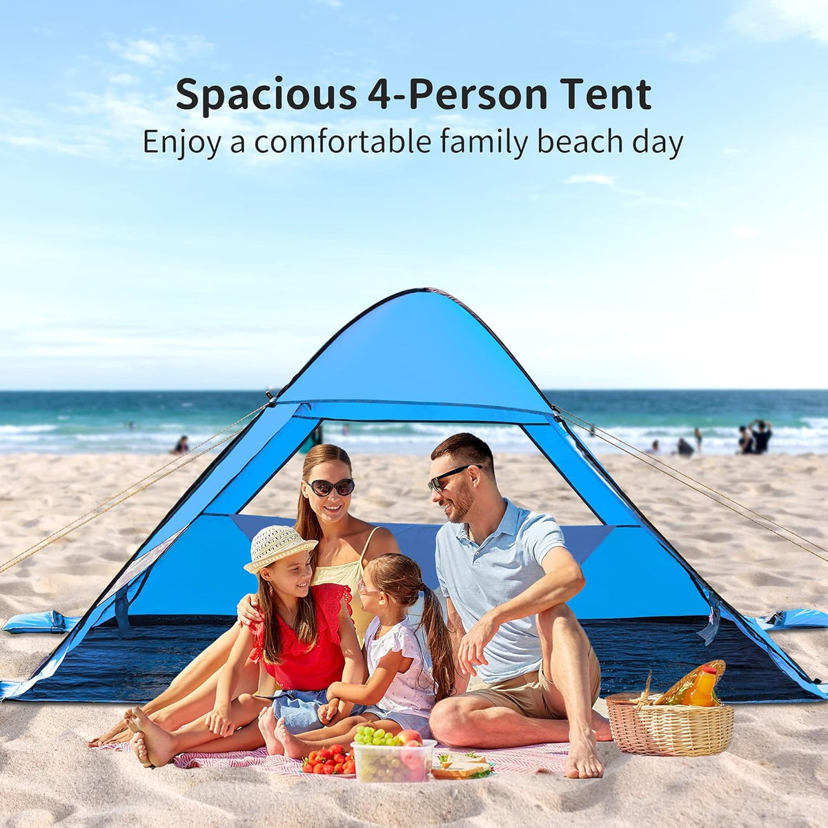 Beach Tent, Anti UV Pop Up Camping Tent with Carry Bag for 4 Person H9908