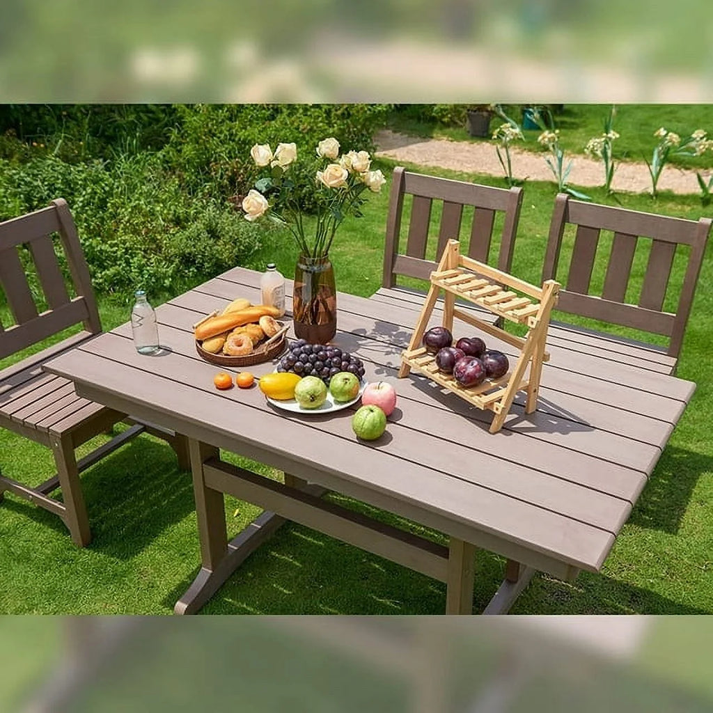 Brown 6-Person Poly Lumber Outdoor Dining Table G438340