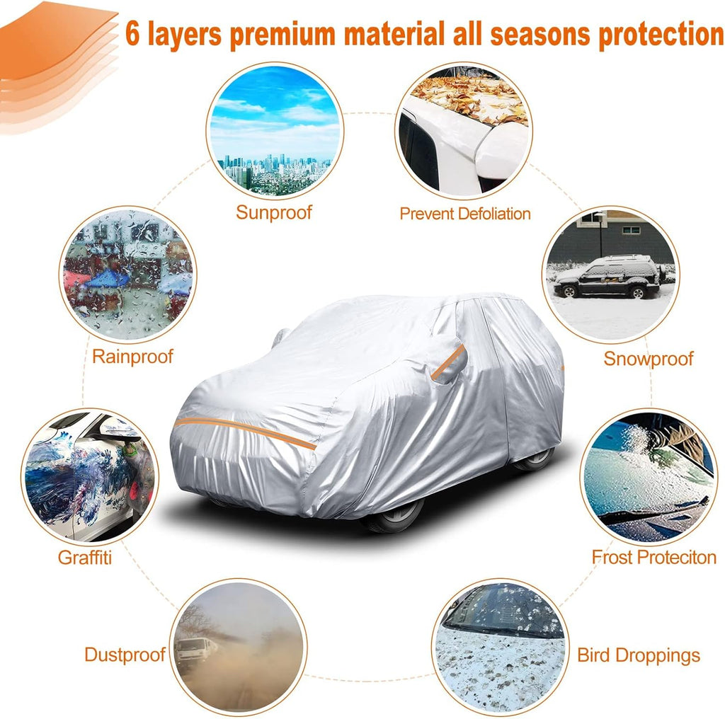 Waterproof All Weather Car Cover with Zipper Door & Storage Bag M842525