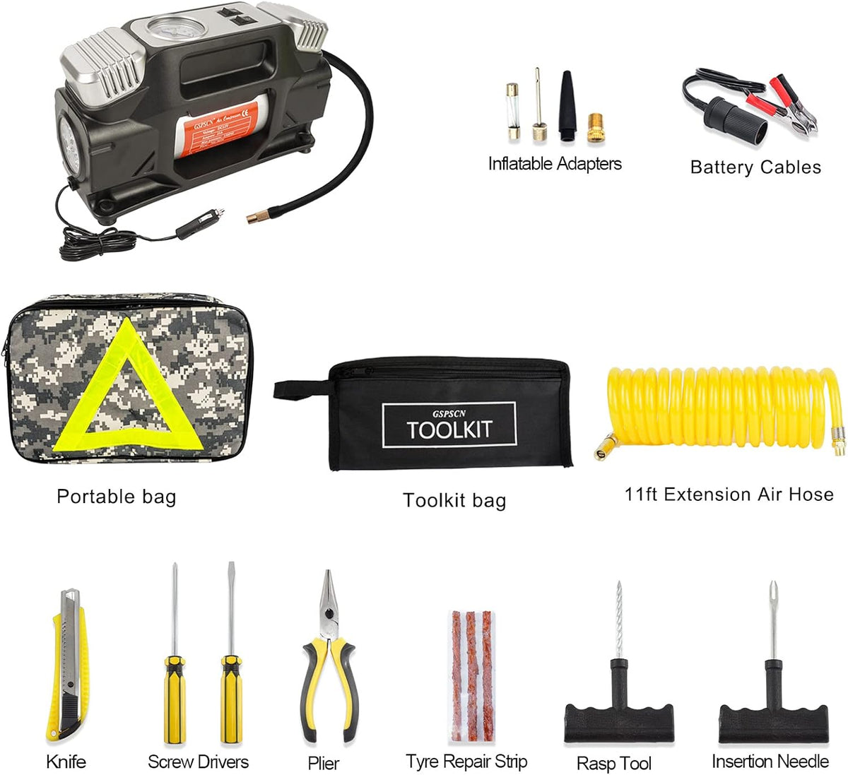 Portable 12V Heavy Duty Metal Tire Inflator 150PSI Air Compressor C879