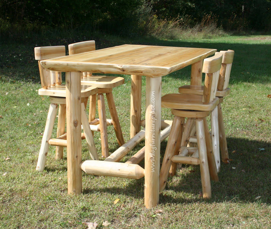 Rustic Log Pub Table U79836