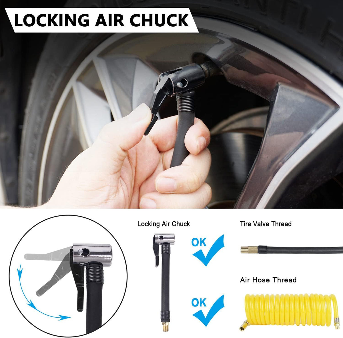 Portable 12V Heavy Duty Metal Tire Inflator 150PSI Air Compressor C879