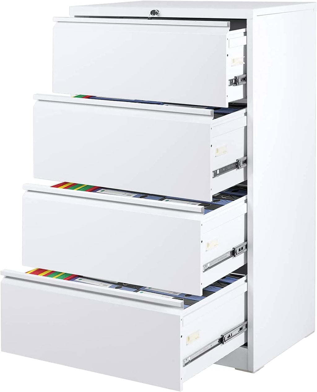 White 3 Drawer Lateral File Cabinet with Lock N373