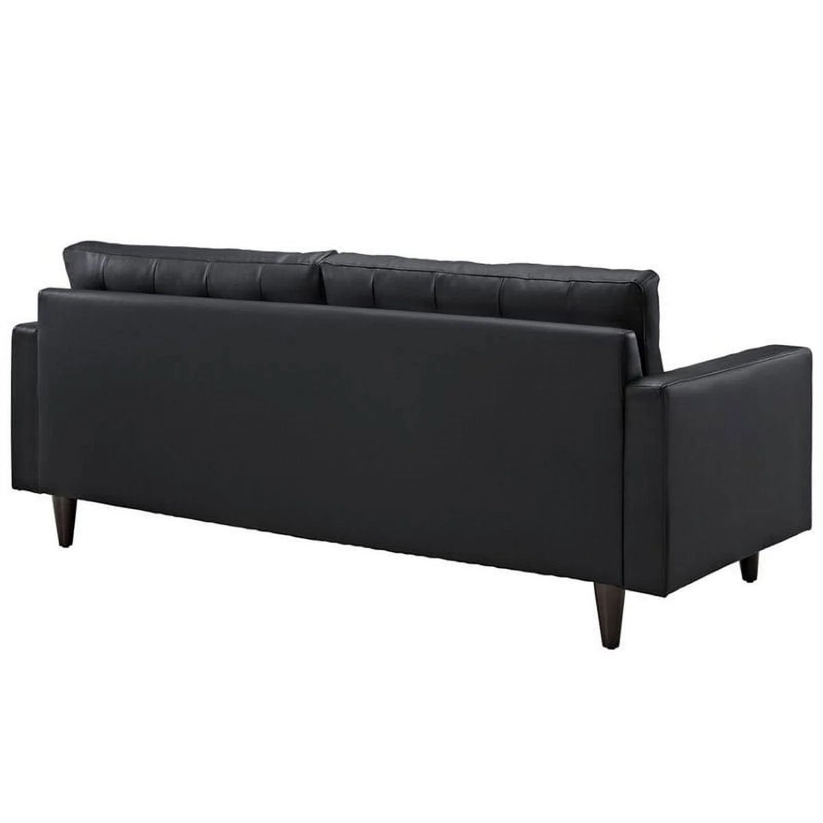 Black Leather Tufted Sofa R6839