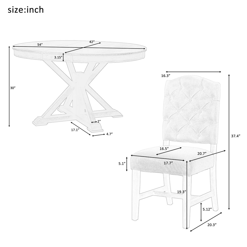 Extendable Dining Table Set with 4 Upholstered Chairs F785763