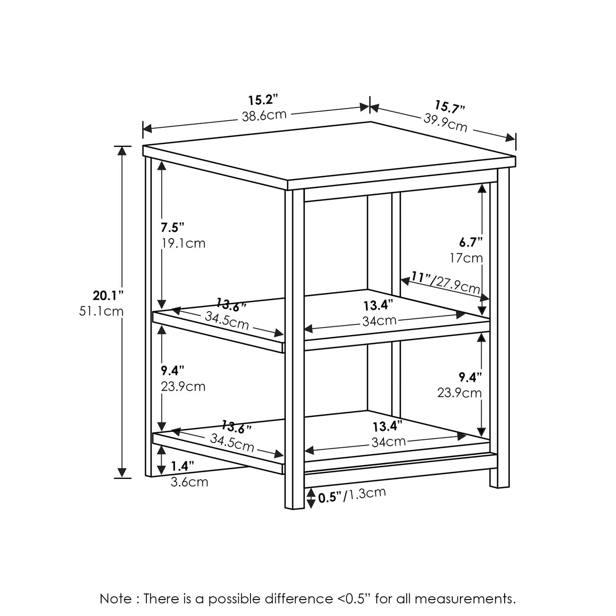 Solid White End Table W676694