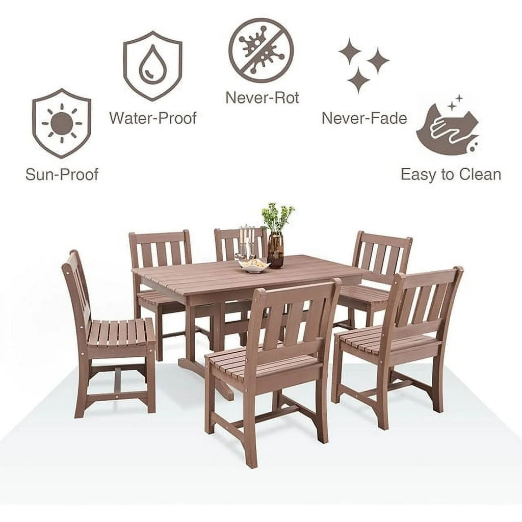 Brown 6-Person Poly Lumber Outdoor Dining Table G438340